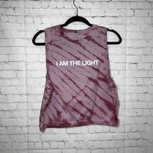 Spiritual Gangster I Am The Light Tie Dye Muscle Tank Top Pink Purple Small